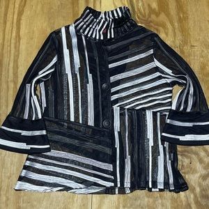 Saint Gil shirt women medium mesh black gray over sized n4